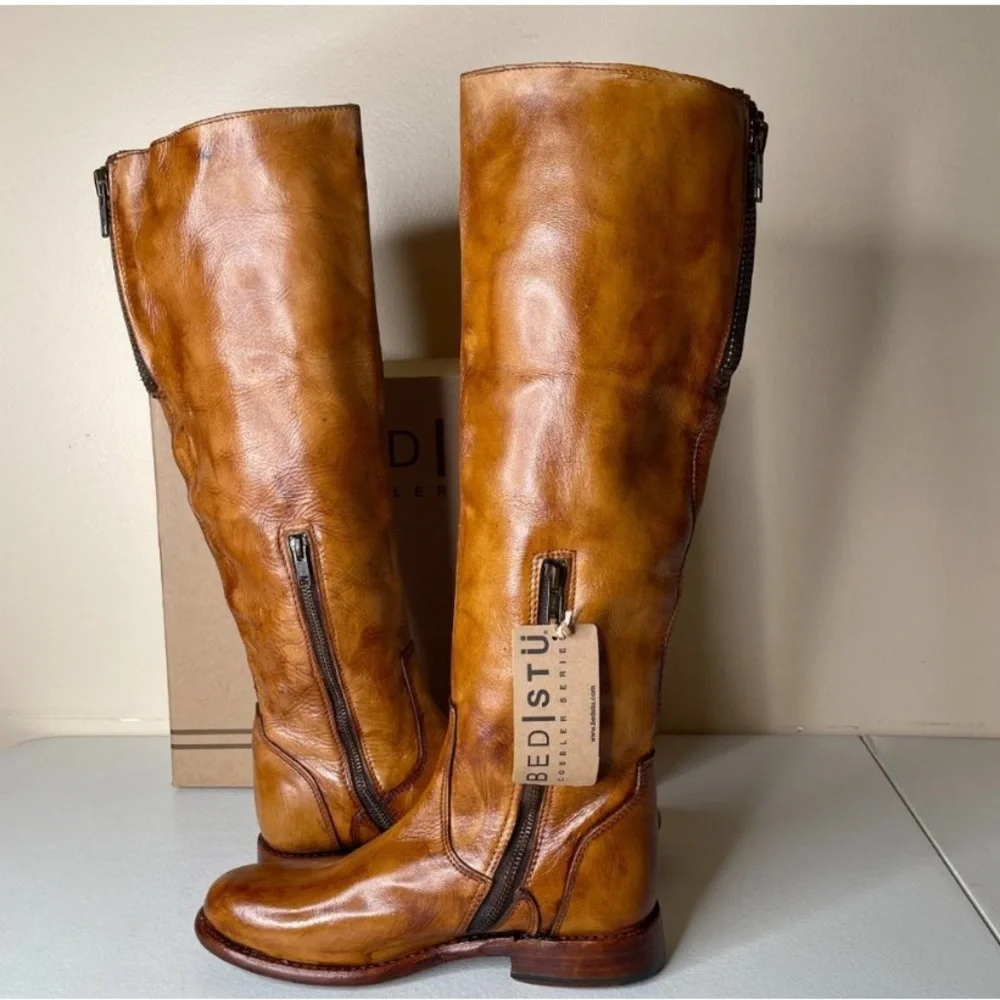 🔥NWT BED|STU Tess Windsor Tan Glaze Riding Boots Size 8.5 - Picture 4 of 13